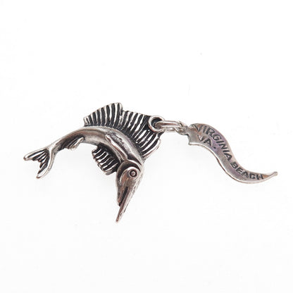 Pacific Jewelry 925 Sterling Silver Vintage Swordfish Oxidized Charm Pendant