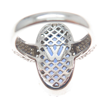 CHARLES WINSTON FOR BELLA LUCE 925 Sterling Silver Blue & Whit C Z Ring Size 8.5