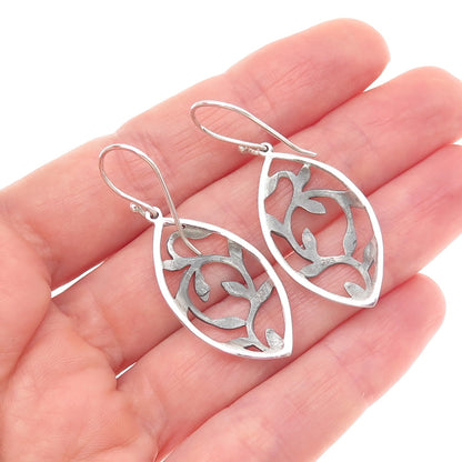 925 Sterling Silver Vintage Floral Dangle Earrings