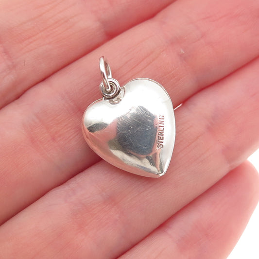 925 Sterling Silver Antique Art Deco Forget Me Not Chatelaine Heart Mini Pendant