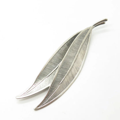 925 Sterling Silver Vintage Beau Leaf Floral Pin Brooch