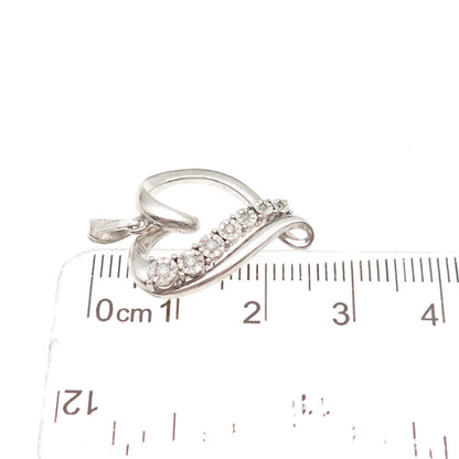RL Richline 925 Sterling Silver Real Round-Cut Diamond Heart Charm Pendant