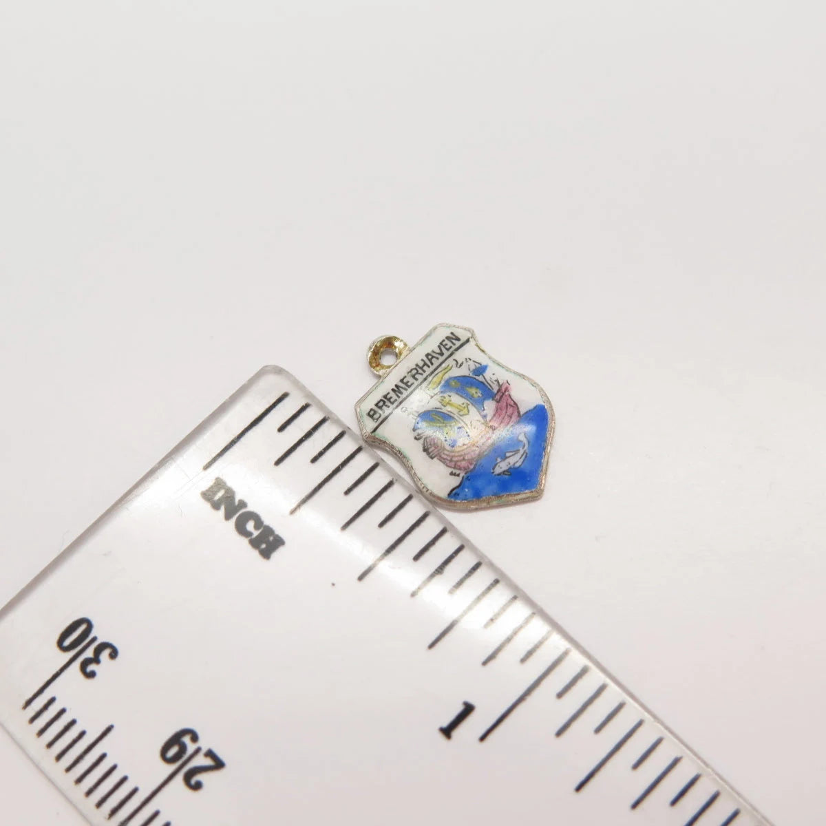 800 Silver Antique Enamel "Bremerhaven" Coat of Arms Charm Pendant