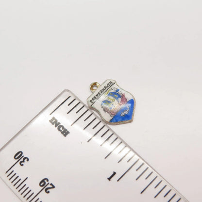 800 Silver Antique Enamel "Bremerhaven" Coat of Arms Charm Pendant