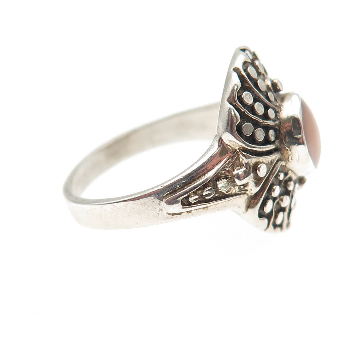 Silver Cloud 925 Sterling Vintage Real MOP Dotted Oxidized Ring Size 7.25