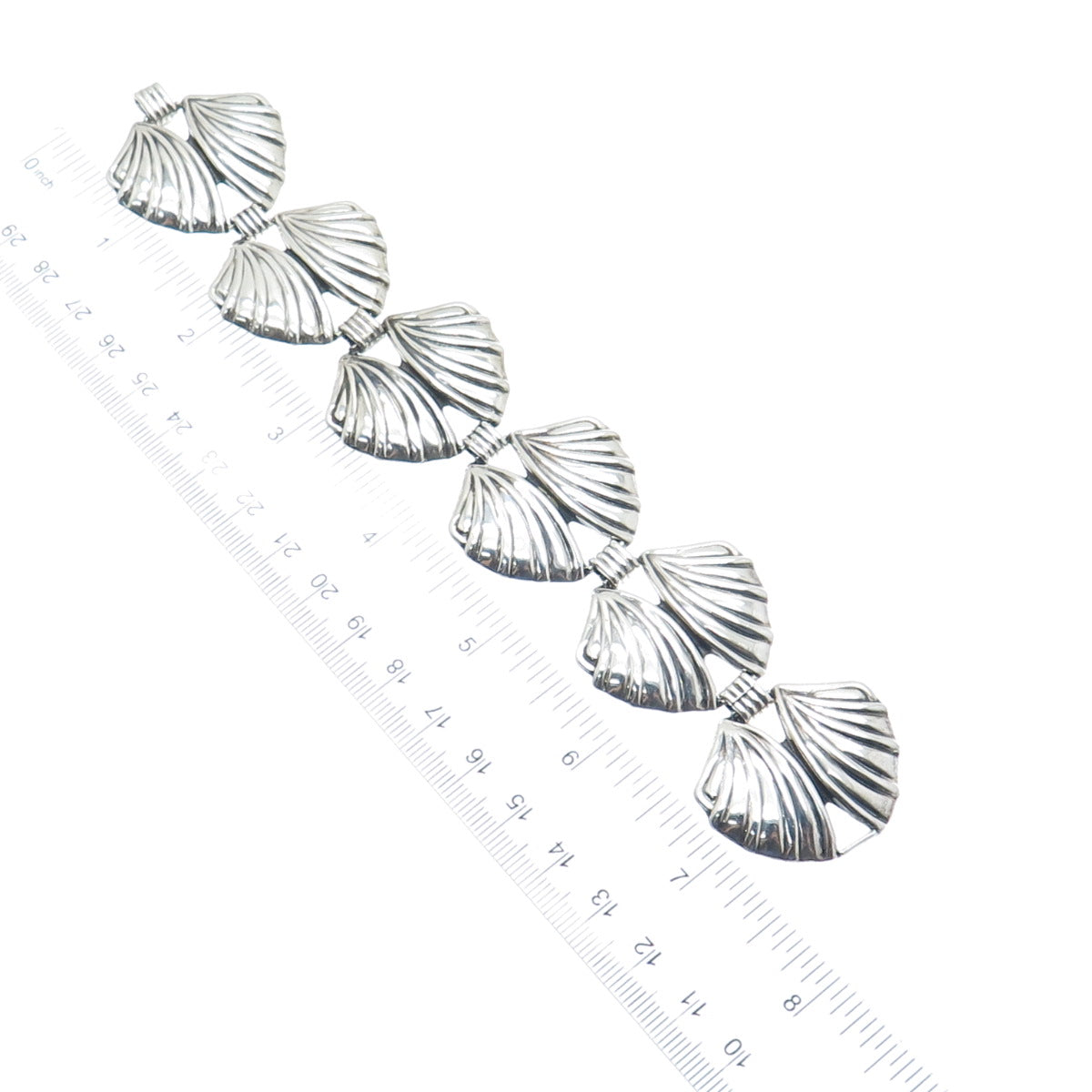 925 Sterling Silver Vintage Mexico Butterfly Wing Link Bracelet 7"