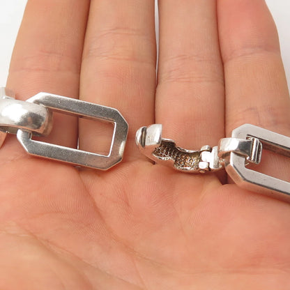 925 Sterling Silver Vintage Modernist Link Bracelet 6.25"