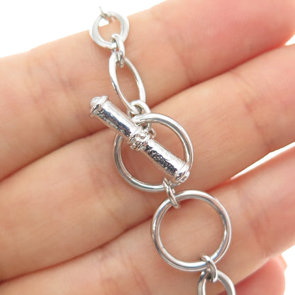 925 Sterling Silver Vintage J&T Real Lapis Lazuli Station Link Bracelet 6.5-7"