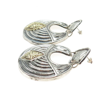 ALUNNO STENDARDI 925 Sterling Silver 2-Tone Vintage Italy Modernist Earrings