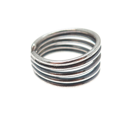 925 Sterling Silver Vintage Multi-Row Oxidized Adjustable Ring Size 6.75