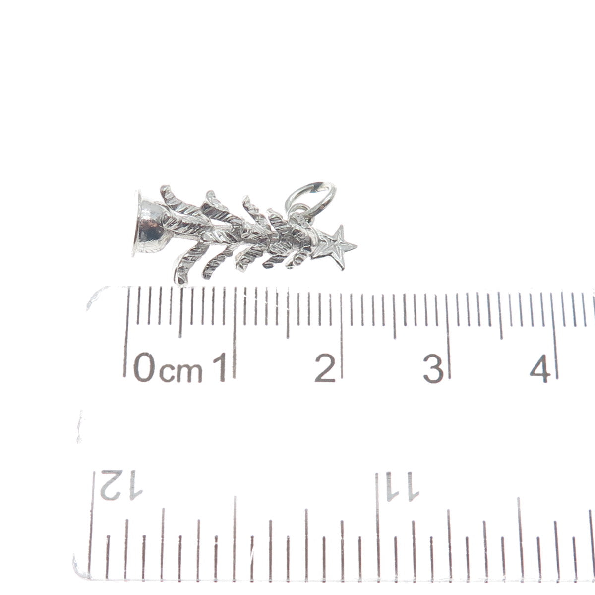 925 Sterling Silver Vintage Christmas Tree Minimalist 3D Charm Pendant