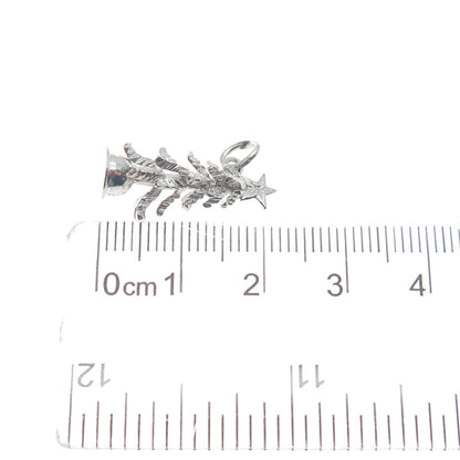 925 Sterling Silver Vintage Christmas Tree Minimalist 3D Charm Pendant