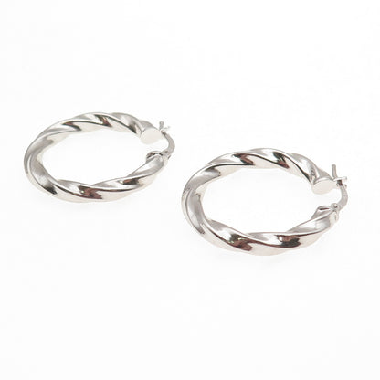 925 Sterling Silver Vintage Italy Twisted Hoop Earrings