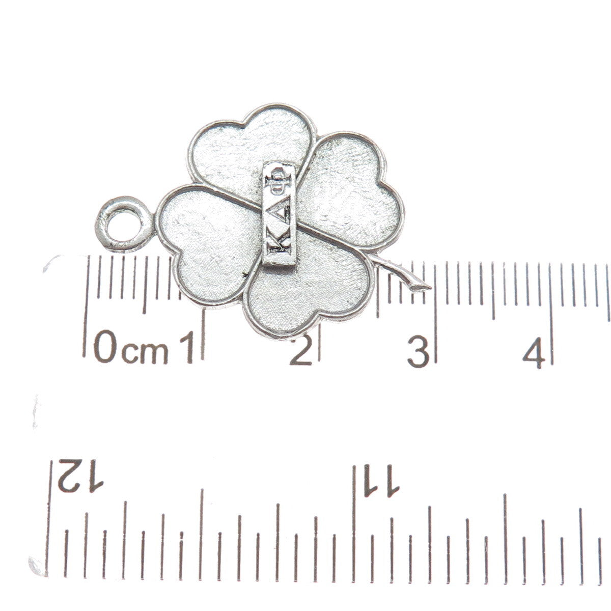 SOOK 925 Sterling Silver Vintage Kappa Delta Phi Clover Good Luck Charm Pendant