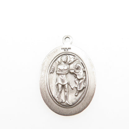 BLISS 925 Sterling Silver Vintage St. Sebastian Medal Oxidized Charm Pendant