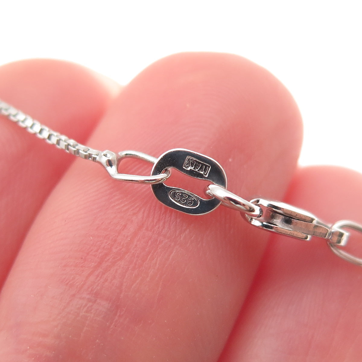 925 Sterling Silver Real Round-Cut Diamond Heart Box Chain Necklace 18"