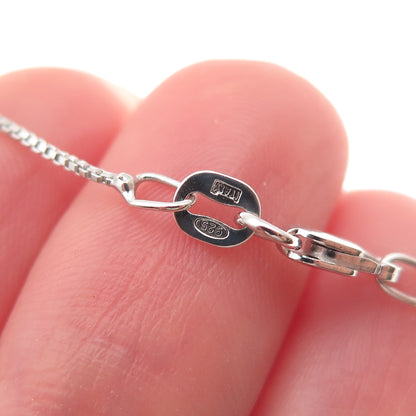 925 Sterling Silver Real Round-Cut Diamond Heart Box Chain Necklace 18"
