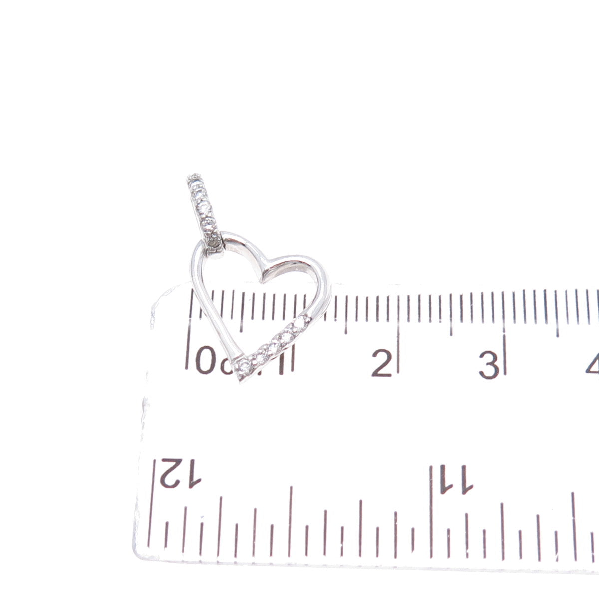 925 Sterling Silver Round-Cut C Z Heart Mini Charm Pendant