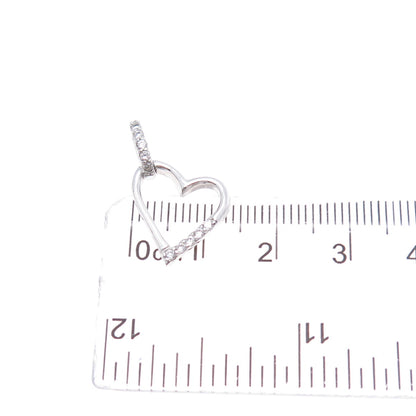 925 Sterling Silver Round-Cut C Z Heart Mini Charm Pendant