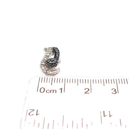 Chuck Clemency 925 Sterling Silver Real Blue & White Diamond Mini Slide Pendant