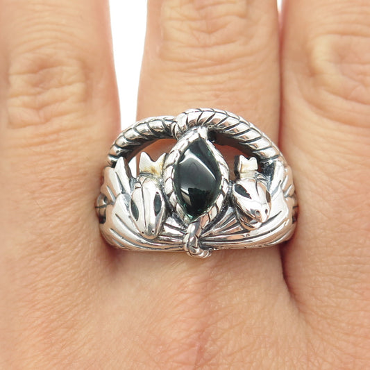 NLP TNC INC 925 Sterling Silver Vintage Real Black Onyx Snake Ring Size 10.75