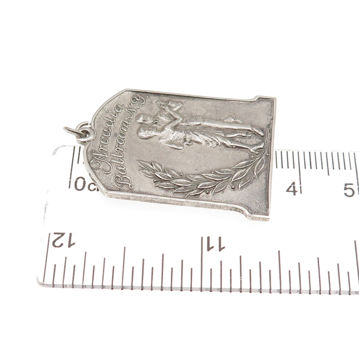 925 Sterling Silver Antique Art Deco Arcadia Ballroom NY Oxidized Charm Pendant