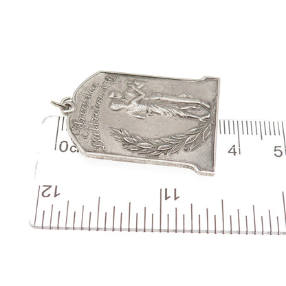 925 Sterling Silver Antique Art Deco Arcadia Ballroom NY Oxidized Charm Pendant