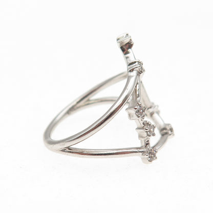 925 Sterling Silver Round-Cut C Z Libra Zodiac Sign Ring Size 5.75