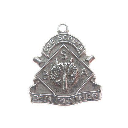 925 Sterling Silver Vintage Cub Scouts Den Mother Minimalist Charm Pendant