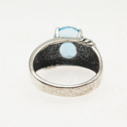 Charles Winston 925 Sterling Silver Vintage Blue C Z Modernist Ring Size 7.25