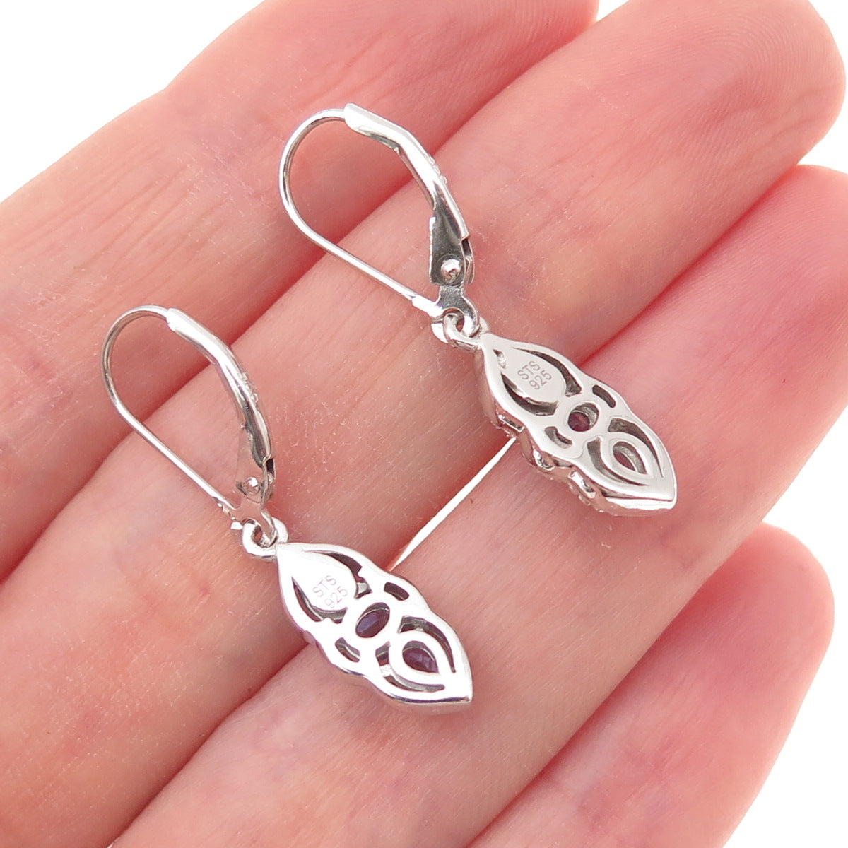 Chuck Clemency 925 Sterling Silver Real Tanzanite Dangle Earrings