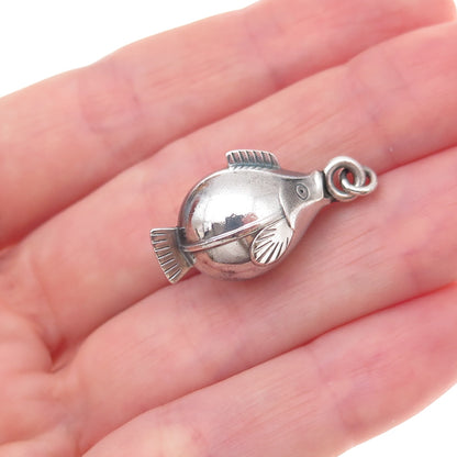 Georg Jensen 925 Sterling Silver Vintage Denmark Fish Oxidized 3D Charm Pendant