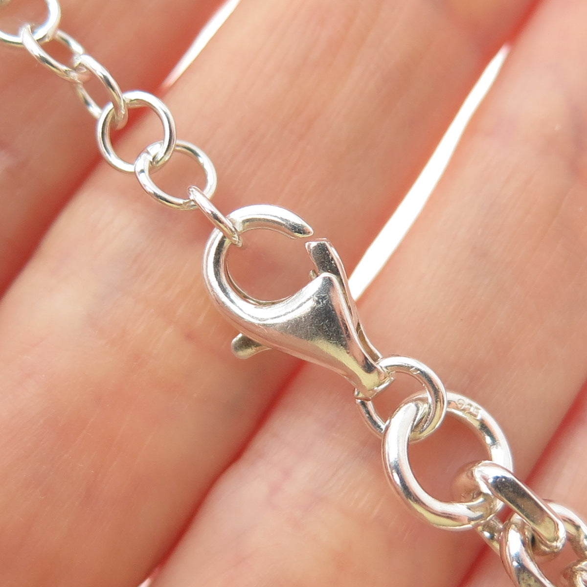 925 Sterling Silver Vintage Oval Figaro Chain Necklace 16-18"