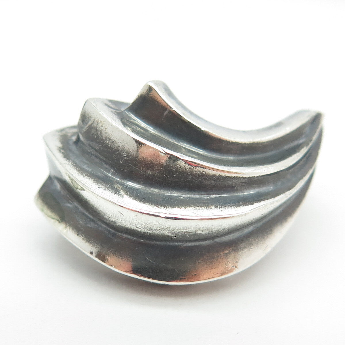 925 Sterling Silver Vintage Ribbed Ring Size 6.75