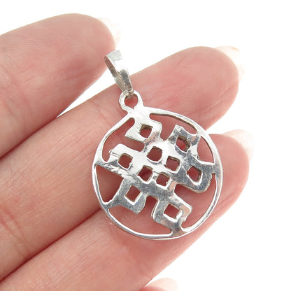 925 Sterling Silver Vintage Celtic Knot Round Charm Pendant