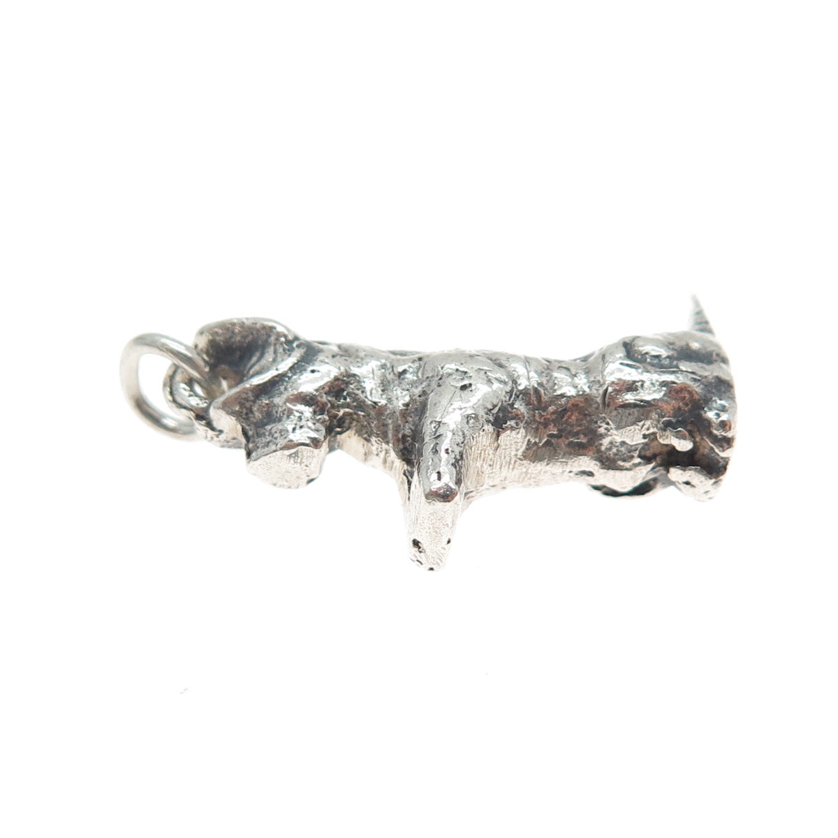 925 Sterling Silver Vintage Dog Oxidized 3D Charm Pendant
