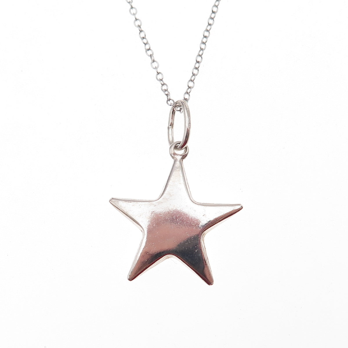 925 Sterling Silver Vintage Italy Star Cable Chain Necklace 18"
