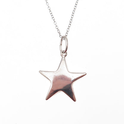 925 Sterling Silver Vintage Italy Star Cable Chain Necklace 18"