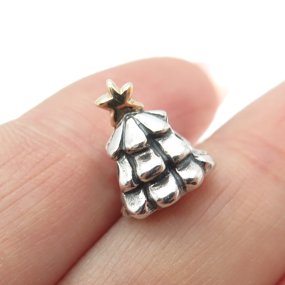 PANDORA Gold & 925 Sterling Silver Christmas Tree Bead Charm