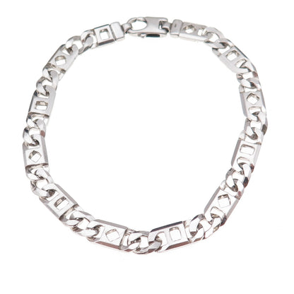 925 Sterling Silver Italy Anchor Mariner Link Bracelet 8"