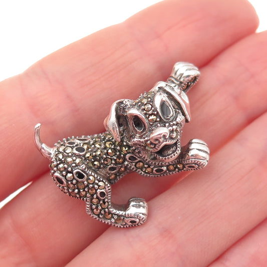 DISNEY & Judith Jack 925 Sterling Vintage Enamel Marcasite 101 Dalmatians Brooch