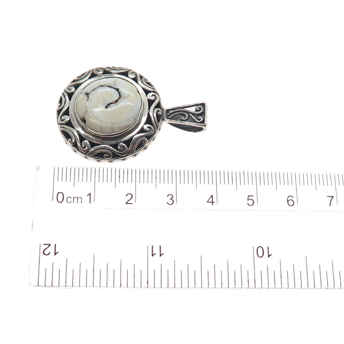 925 Sterling Silver Vintage Modernist Ornate Charm Pendant