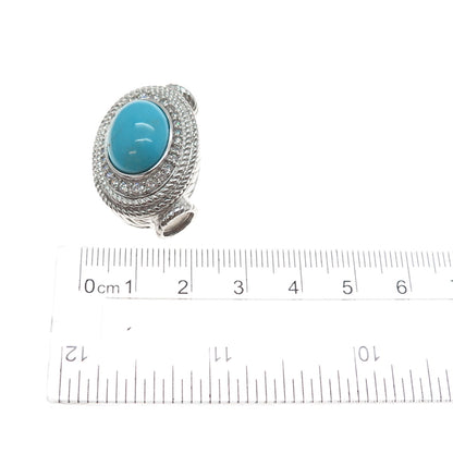 JUDITH RIPKA 925 Sterling Silver Real Tyrone Turquoise & C Z Slide Pendant