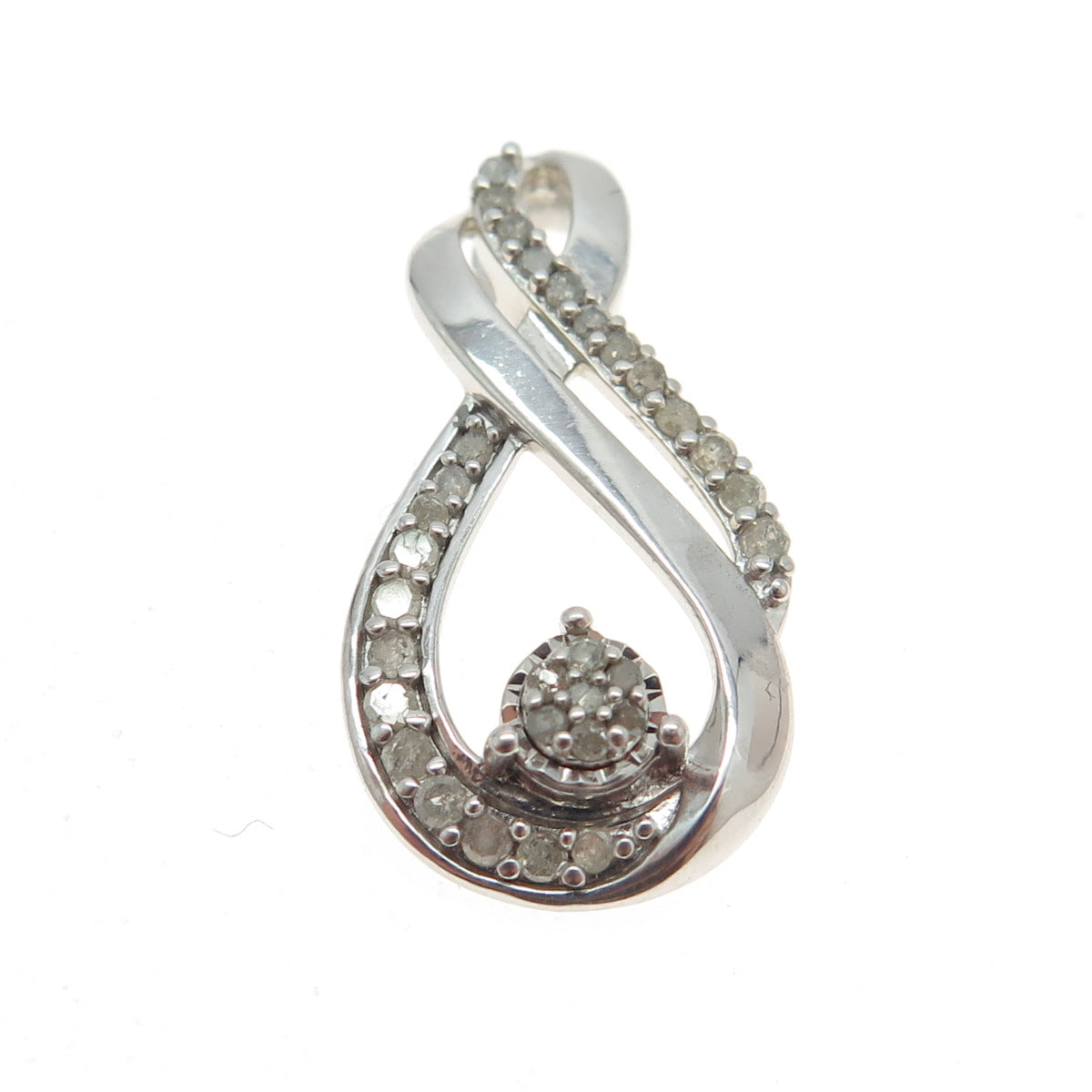 925 Sterling Silver Real Round-Cut Diamond Infinity Slide Pendant