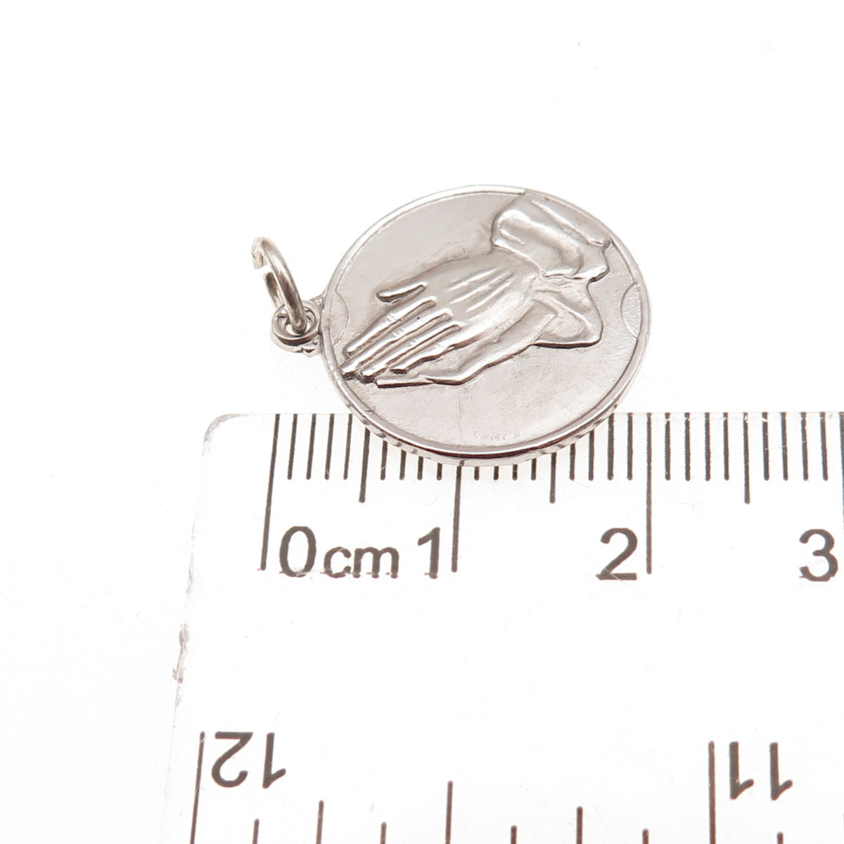 925 Sterling Silver Vintage Praying Hands Religious Charm Pendant