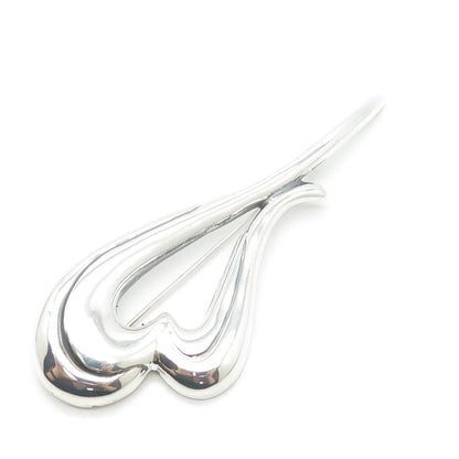 925 Sterling Silver Vintage Zina Open Modernist Heart Pin Brooch