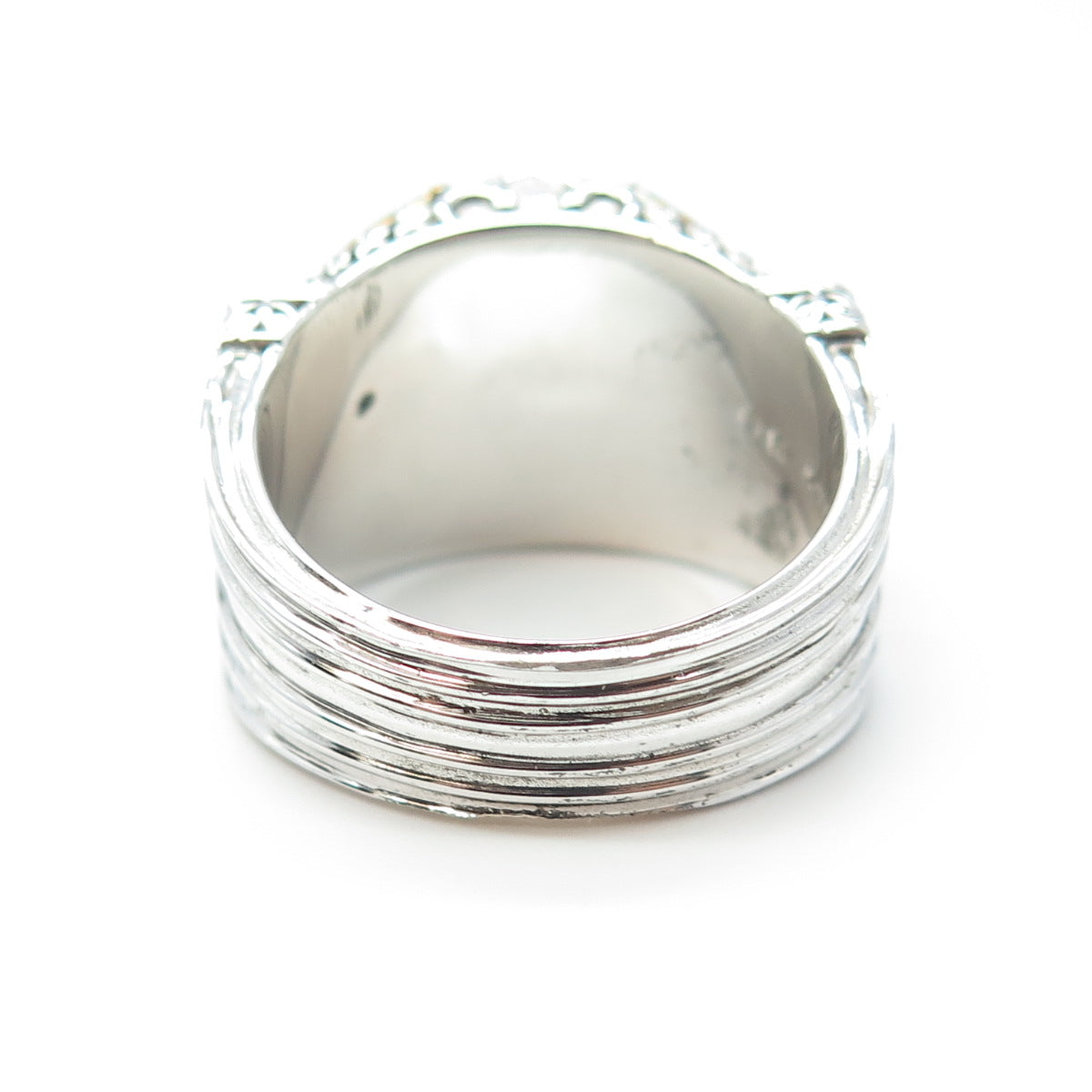 FRANKLIN MINT Sterling Silver 2-Tone Real Ruby Black Spinel Griffin Ring Size 12