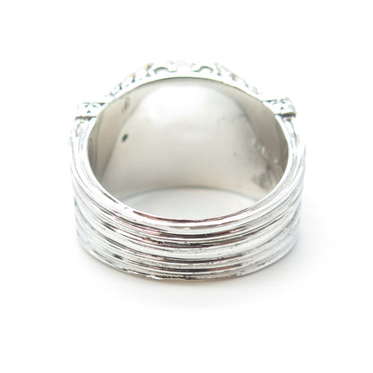 FRANKLIN MINT Sterling Silver 2-Tone Real Ruby Black Spinel Griffin Ring Size 12