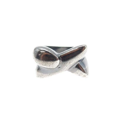 N&D ONDERDONK 925 Sterling Silver Vintage Modernist X Oxidized Ring Size 6.75