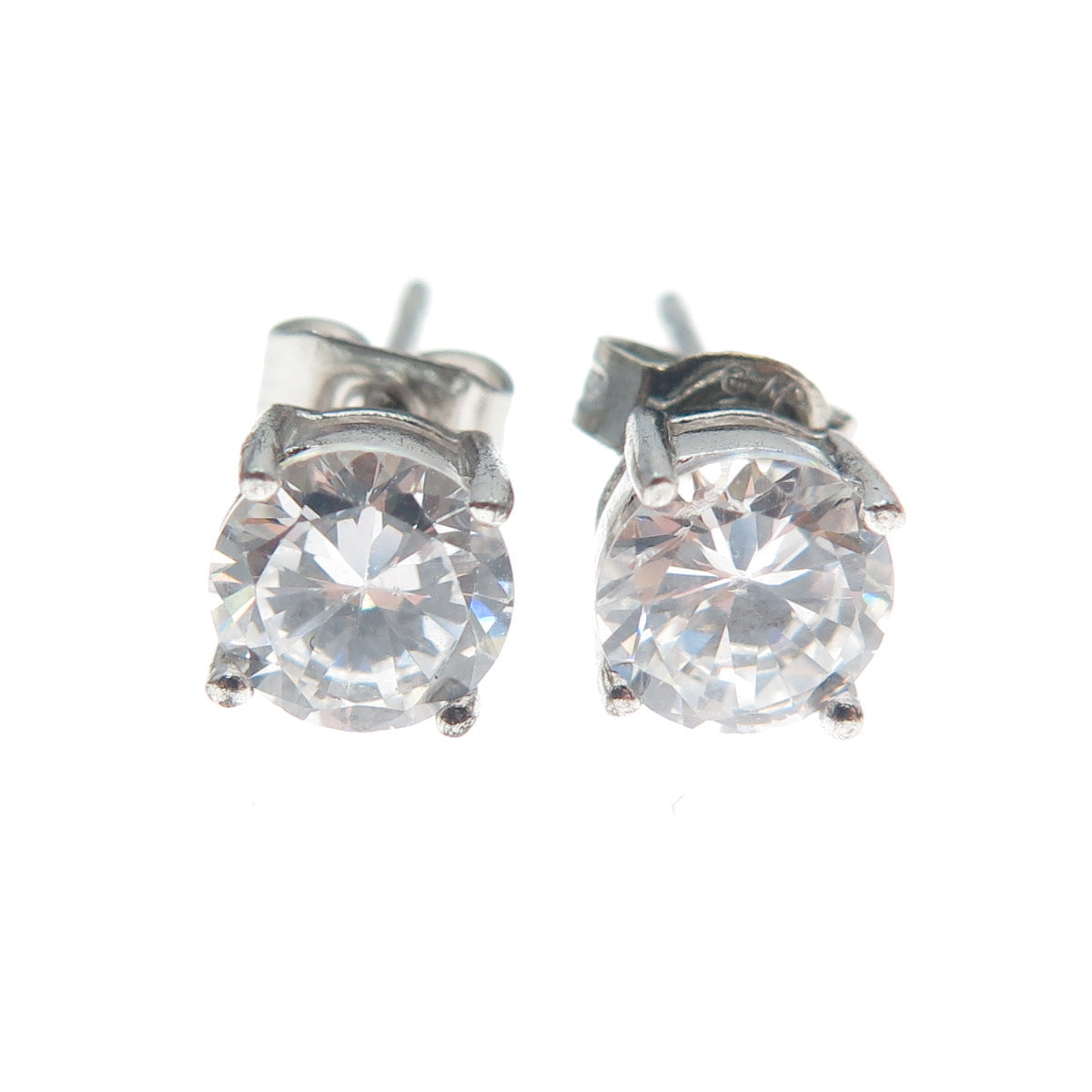 925 Sterling Silver Round-Cut C Z Stud Earrings